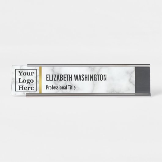 Benutzerdefiniertes Logo hier auf elegantem Imitat Schreibtischnamensplakette (Vorderseite )