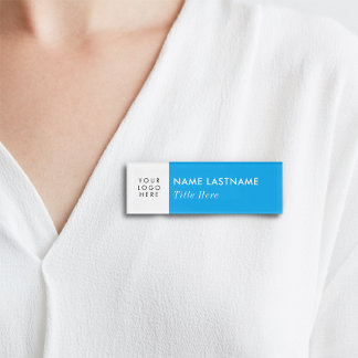 Benutzerdefiniertes Logo hier Sky Blue Elegant Whi Namenschild