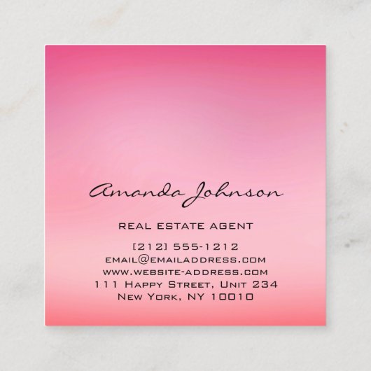 Benutzerdefiniertes Logo House Real Anwesen Agent Quadratische Visitenkarte (Rückseite)