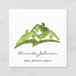Benutzerdefiniertes Logo House Real Anwesen Agent  Quadratische Visitenkarte
