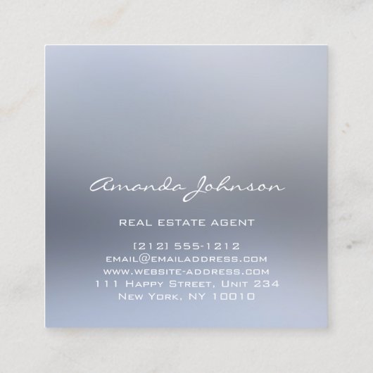 Benutzerdefiniertes Logo House Real Anwesen Agent Quadratische Visitenkarte (Rückseite)