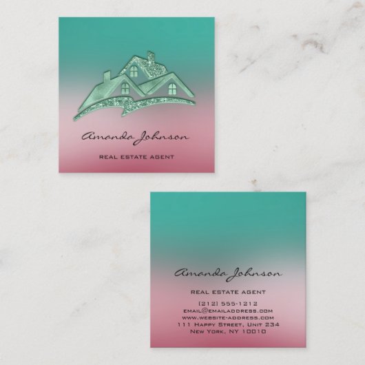 Benutzerdefiniertes Logo House Real Anwesen Agent Quadratische Visitenkarte (Vorne/Hinten)