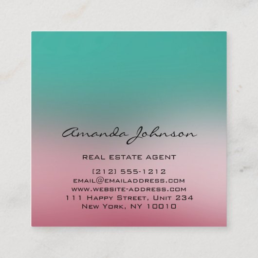 Benutzerdefiniertes Logo House Real Anwesen Agent Quadratische Visitenkarte (Rückseite)