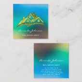 Benutzerdefiniertes Logo House Real Anwesen Agent  Quadratische Visitenkarte (Vorne/Hinten)