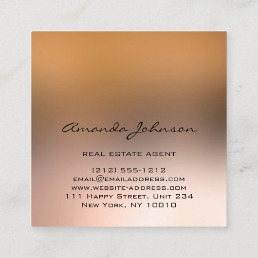 Benutzerdefiniertes Logo House Real Anwesen Agent  Quadratische Visitenkarte (Rückseite)