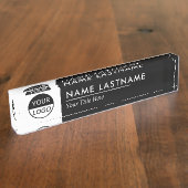 Benutzerdefiniertes Logo | Klassisches Schwarz-wei Namensplakette (Seite)