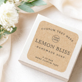 Benutzerdefiniertes Logo "Kraft"-Look-Papier-Marke Quadratischer Aufkleber