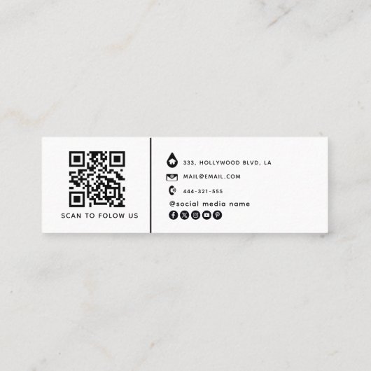 Benutzerdefiniertes Logo minimalistisch Social Med Mini Visitenkarte (Rückseite)