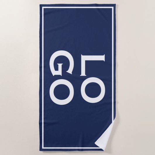Benutzerdefiniertes Logo mit Rahmen für Navy Blue Strandtuch (Vorderseite)