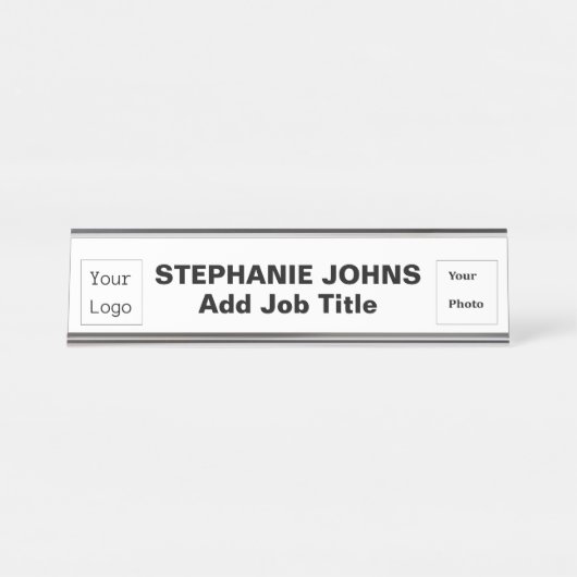 Benutzerdefiniertes Logo Mitarbeiter-Foto Einfach Schreibtischnamensplakette (Vorderseite )