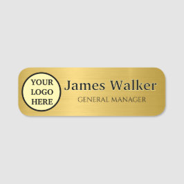 Benutzerdefiniertes Logo Mitarbeiter Gold und Schw Namensschild