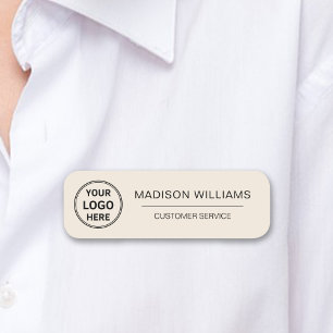 Benutzerdefiniertes Logo Mitarbeiter Magnet Beige Namensschild