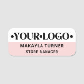 Benutzerdefiniertes Logo Mitarbeiter Pink Namensschild (Vorderseite)