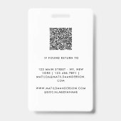 Benutzerdefiniertes Logo Mitarbeiter QR-Code Perso Ausweis (Rückseite)