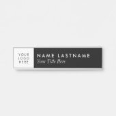 Benutzerdefiniertes Logo Modern Einfache Schwarz-w Türschild (Vorderseite )