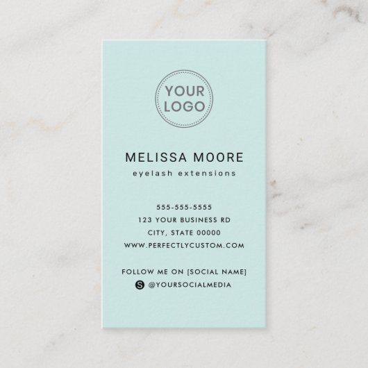 Benutzerdefiniertes Logo, modern, hellblau Visitenkarte (Vorderseite)