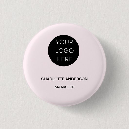 Benutzerdefiniertes Logo Modern Minimalistisch Blu Button (Vorderseite)