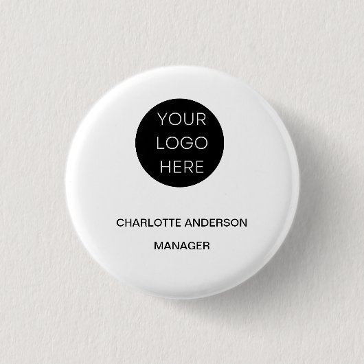 Benutzerdefiniertes Logo Modern Minimalistisch Button (Vorderseite)