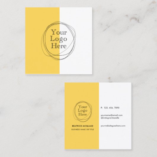 Benutzerdefiniertes Logo Modern Minimalistisch | S Quadratische Visitenkarte (Vorne/Hinten)