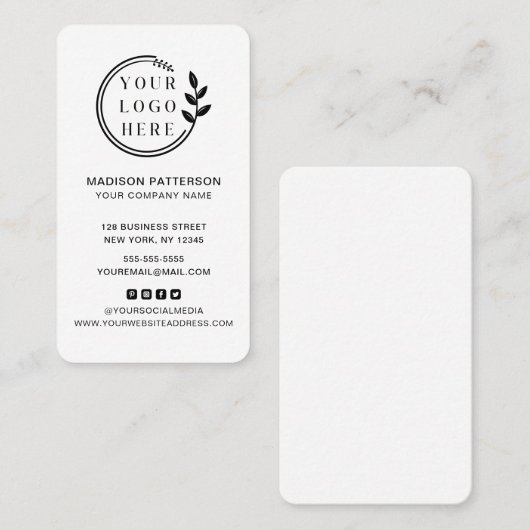 Benutzerdefiniertes Logo Modern Minimalistische So Visitenkarte (Vorne/Hinten)