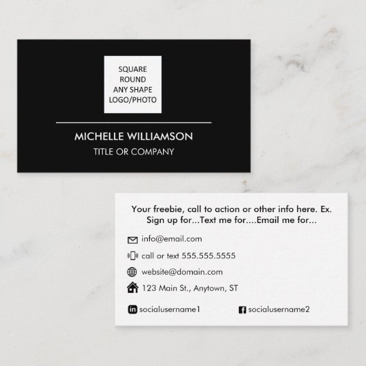 Benutzerdefiniertes Logo Modern Minimalistische So Visitenkarte (Vorne/Hinten)