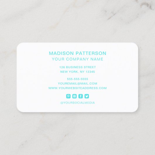 Benutzerdefiniertes Logo Modern Minimalistische So Visitenkarte (Rückseite)