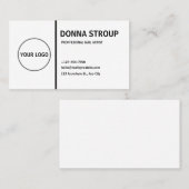 Benutzerdefiniertes Logo Modern Schwarz-weiß Visitenkarte (Vorne/Hinten)