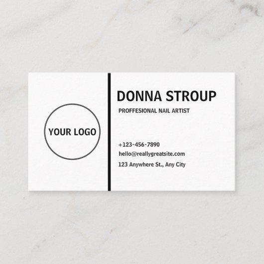 Benutzerdefiniertes Logo Modern Schwarz-weiß Visitenkarte (Vorderseite)