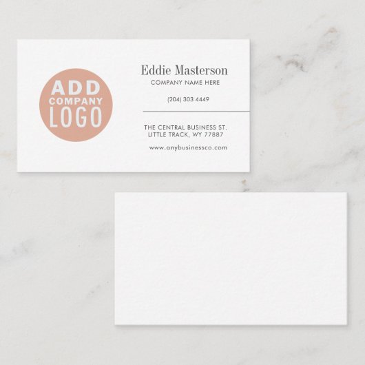 Benutzerdefiniertes Logo Modern White Minimalistis Visitenkarte (Vorne/Hinten)