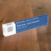 Benutzerdefiniertes Logo Moderne einfache Navy Blu Namensplakette (Seite)