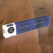 Benutzerdefiniertes Logo Moderne einfache Navy Blu Namensplakette (Seite)