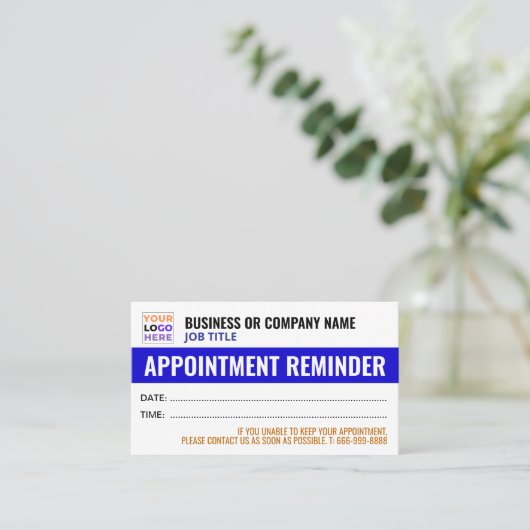 Benutzerdefiniertes Logo | Moderne Erinnerung Terminkarte (Stehend Vorderseite)