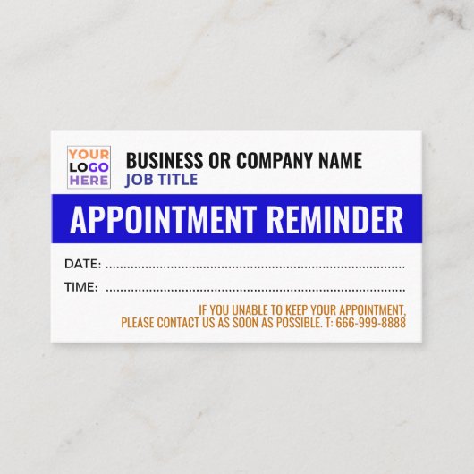 Benutzerdefiniertes Logo | Moderne Erinnerung Terminkarte (Vorderseite)