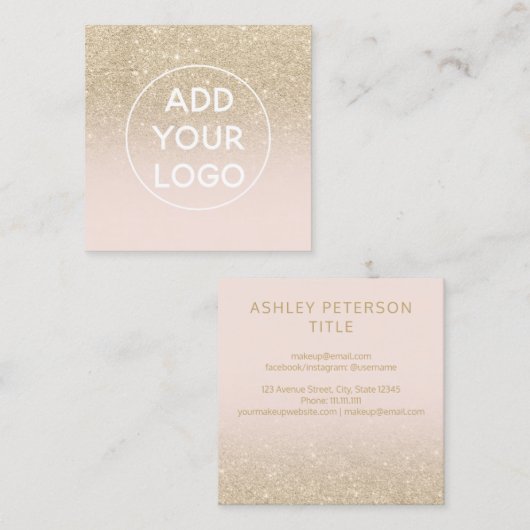 Benutzerdefiniertes Logo Moderne leichte Gold Glit Quadratische Visitenkarte (Vorne/Hinten)