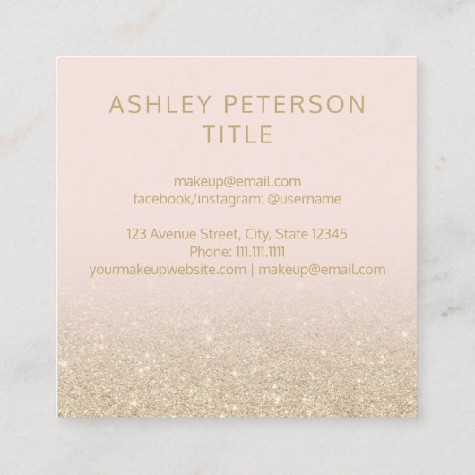 Benutzerdefiniertes Logo Moderne leichte Gold Glit Quadratische Visitenkarte (Rückseite)