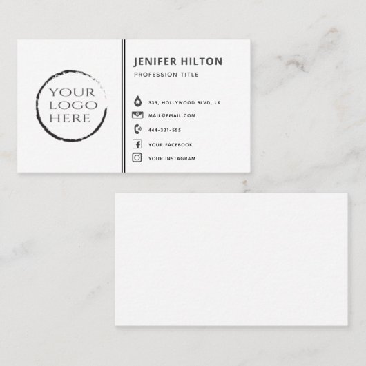 Benutzerdefiniertes Logo moderne minimalistische s Visitenkarte (Vorne/Hinten)