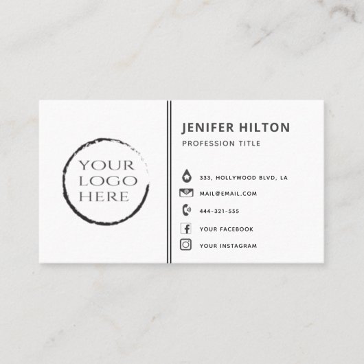 Benutzerdefiniertes Logo moderne minimalistische s Visitenkarte (Vorderseite)