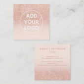 Benutzerdefiniertes Logo Moderne Rose Gold Glitzer Quadratische Visitenkarte (Vorne/Hinten)