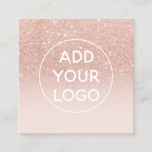Benutzerdefiniertes Logo Moderne Rose Gold Glitzer Quadratische Visitenkarte (Vorderseite)