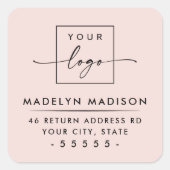 Benutzerdefiniertes Logo Moderne Rücksendeadresse  Quadratischer Aufkleber (Vorderseite)