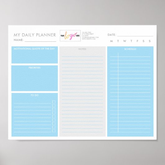 Benutzerdefiniertes Logo Moderner Blue Printable D Poster (Vorne)