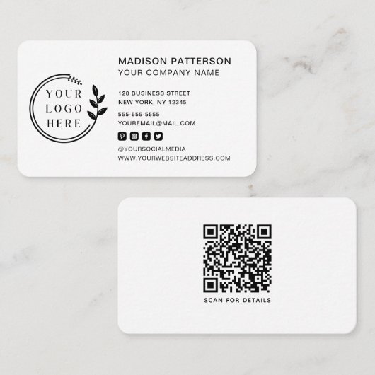 Benutzerdefiniertes Logo Moderner QR-Code für Mini Visitenkarte (Vorne/Hinten)
