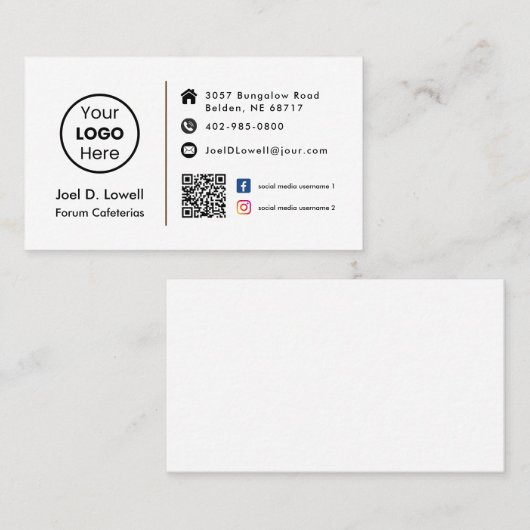 Benutzerdefiniertes Logo Moderner QR-Code Sozialme Visitenkarte (Vorne/Hinten)