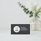 Benutzerdefiniertes Logo Moderner Schwarzer Glitze Visitenkarte (Stehend Vorderseite)