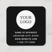 Benutzerdefiniertes Logo Moderner schwarzer und QR Quadratische Visitenkarte (Vorderseite)