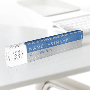 Benutzerdefiniertes Logo Modernes Duo Farbe Blau G Namensplakette