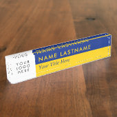 Benutzerdefiniertes Logo Modernes Duo Farbe Halbge Namensplakette (Seite)