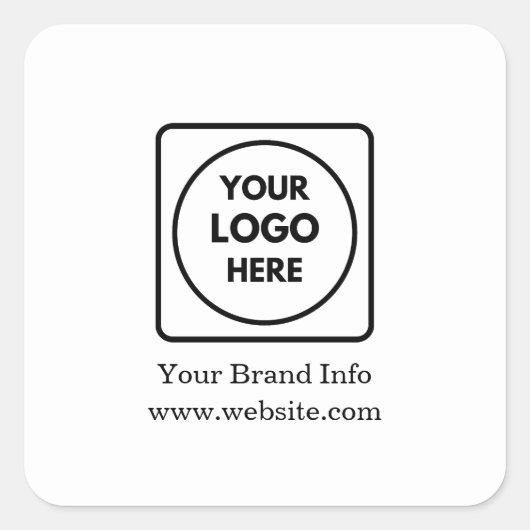Benutzerdefiniertes Logo | Modernes Minimalistisch Quadratischer Aufkleber (Vorderseite)