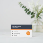 Benutzerdefiniertes Logo Modernes Schwarz und Oran Visitenkarte (Stehend Vorderseite)