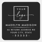 Benutzerdefiniertes Logo Modernste Schwarze Rückse Quadratischer Aufkleber (Vorderseite)